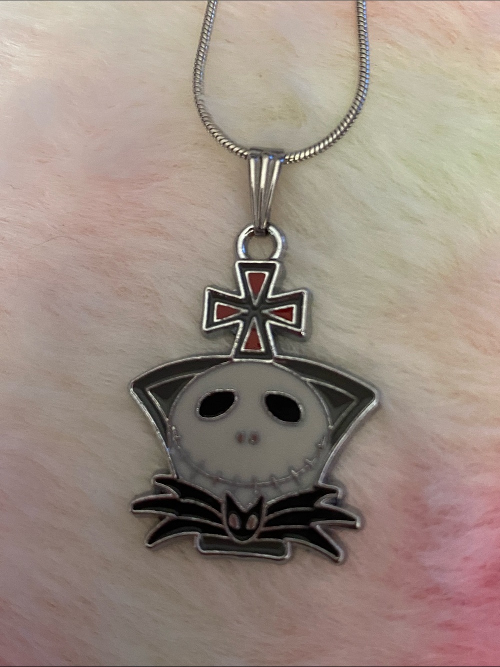 Jack Skellington Inspired Small Pets Necklace Pendant - White and Black